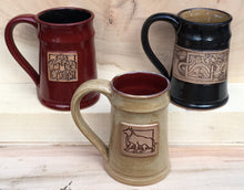 Load image into Gallery viewer, Wheel Of Time mugs, Rand/Dragon, Mat/Dice, Perrin/Wolf, Black Fang/Black Tower
